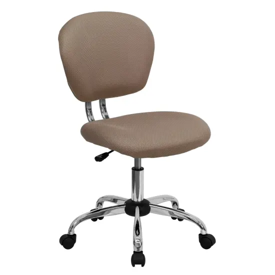 Emma and Oliver Mid-Back Mesh Padded Swivel Task Office Chair with Chrome Base Coffee Brown {1}