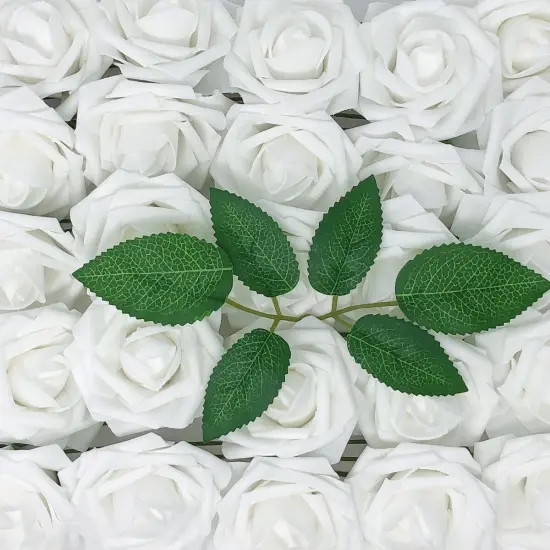Wrapables Artificial Rose Flower, Real Touch Flowers for DIY Wedding Bouquets and Centerpieces White {1}