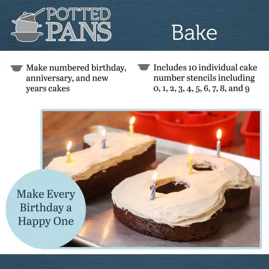 Potted Pans 10pc Large Number Cake Pan 10 Inch Silicone Cake Molds for Baking {3}