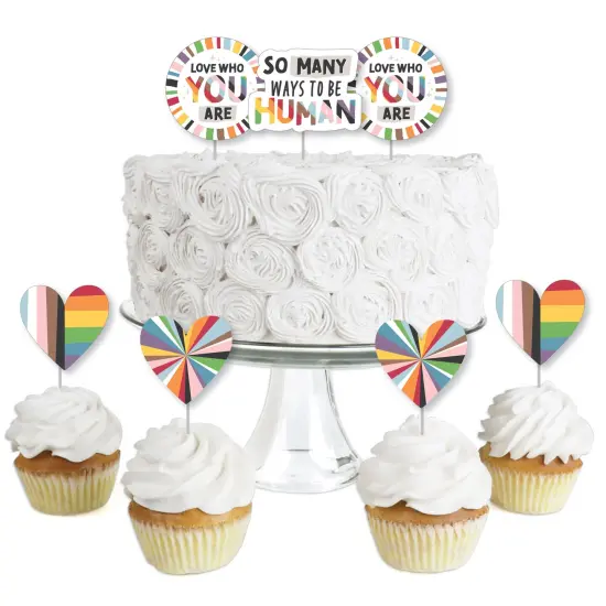 Big Dot of Happiness So Many Ways to Be Human - Dessert Cupcake Toppers - Pride Party Clear Treat Picks - Set of 24 {1}