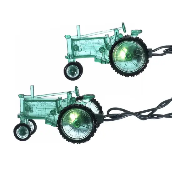 Kurt Adler Farm Tractor Christmas Light Set - 9 ft Green Wire - 10ct {1}