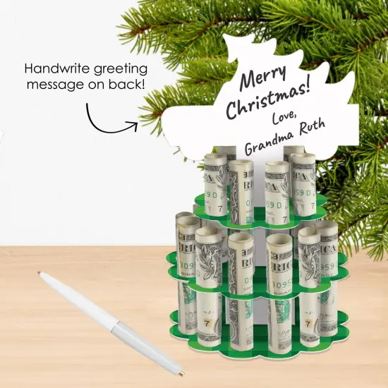 Big Dot of Happiness Merry Little Christmas Tree - DIY Red Truck Christmas Party Money Holder Gift - Cash Cake {3}