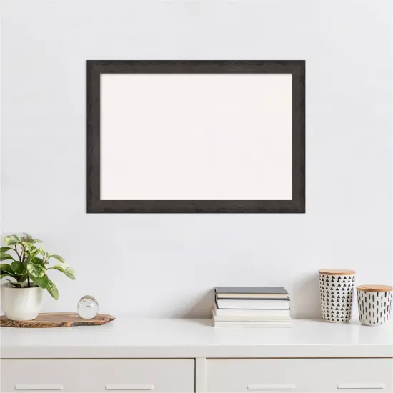 Dappled Narrow Wood Framed Corkboard, White Cork Black Brown {4}