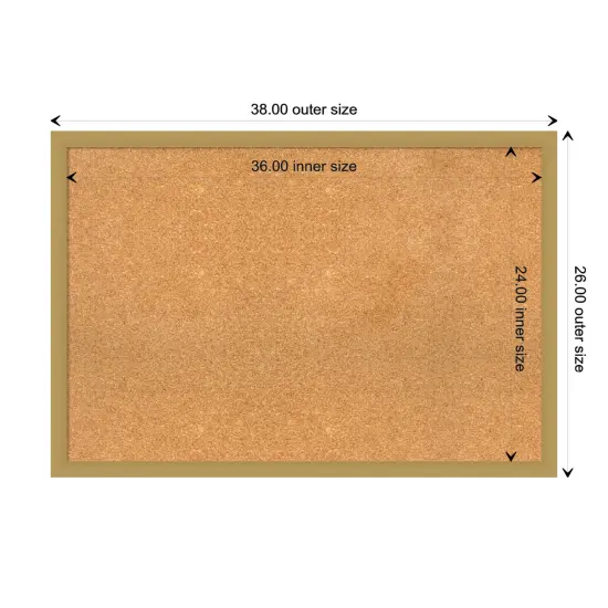 Grace Narrow Framed Corkboard, Natural Cork Gold {3}