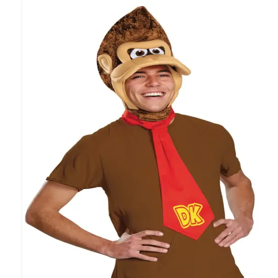 Adult's Nintendo Donkey Kong Headpiece And Tie Kit Costume Accessory {1}