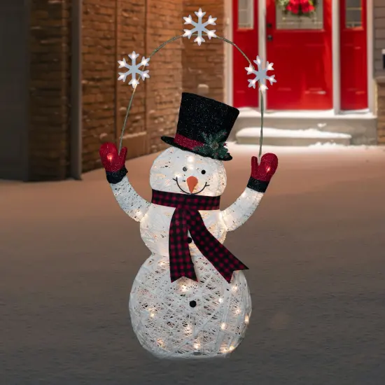 Northlight 57" LED Lighted Snowman Holding Snowflakes Outdoor Christmas Decoration White {3}
