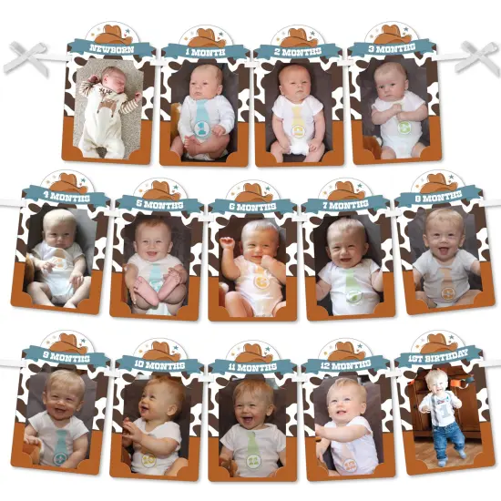 Big Dot of Happiness My First Rodeo - DIY Little Cowboy 1st Birthday Party Decor - Picture Display - Photo Banner {1}