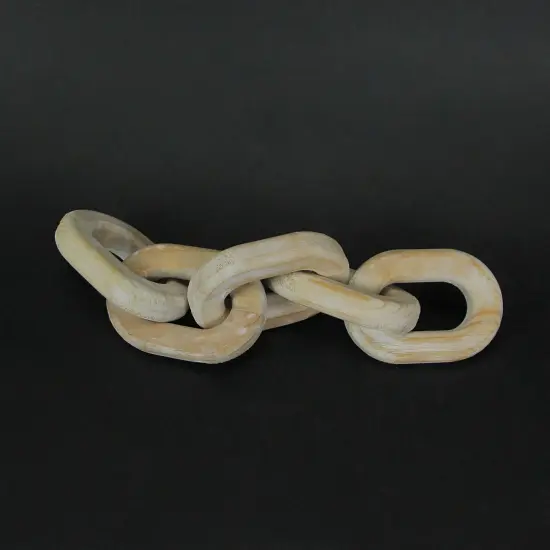 13 Inch Wood Chain Link Home Decor Sculpture Decorative Rustic Farmhouse Accent {4}