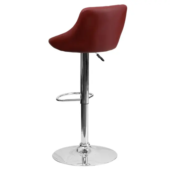 Emma and Oliver Bucket Seat Adjustable Height Barstool with Diamond Pattern Back Brown {10}
