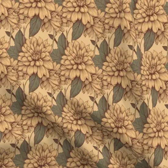 Various Fabrics by the Yard or Fat Quarter Vintage Botanical Gold Flowers Retro Garden Dahlia Warm Floral Custom Printed Fabric by Spoonflower {5}