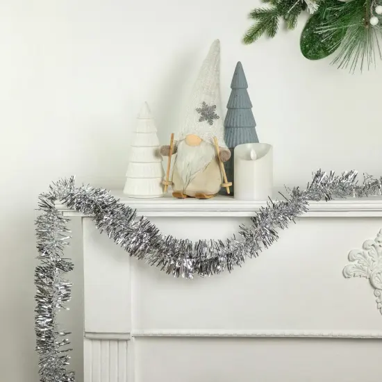 Northlight Commercial Tinsel Foil Christmas Garland - 50' x 2.5" - Silver - Unlit {3}
