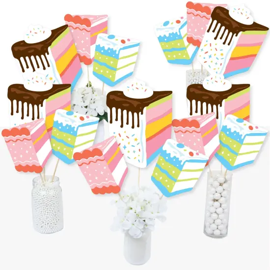 Big Dot of Happiness Cake Time - Happy Birthday Party Centerpiece Sticks - Table Toppers - Set of 15 {3}