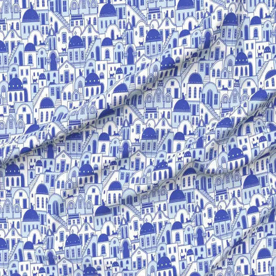 Various Fabrics by the Yard or Fat Quarter Greek Electric Blue Greece Santorini Mediterranean Custom Printed Fabric by Spoonflower {6}