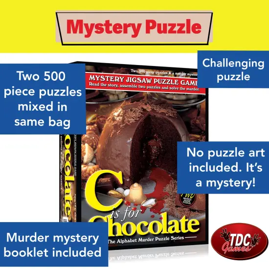 TDC Games C is for Chocolate Alphabet Mystery Jigsaw Puzzles (2) 500 pieces {3}