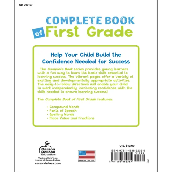 Carson Dellosa Complete Book of First Grade Workbook, Spelling, Parts of Speech, Math, Reading Comprehension, and Writing Practice, Classroom or Homeschool Curriculum {2}