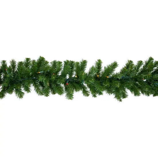 Northlight Pre-Lit Oak Creek Pine Artificial Christmas Garland - 9' x 10" - Multi Lights Green {6}