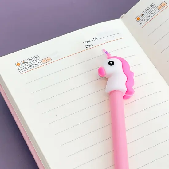 Wrapables Cute Notebook Gel Pen Set, Diary Journal Gift Set Unicorn Butt {5}