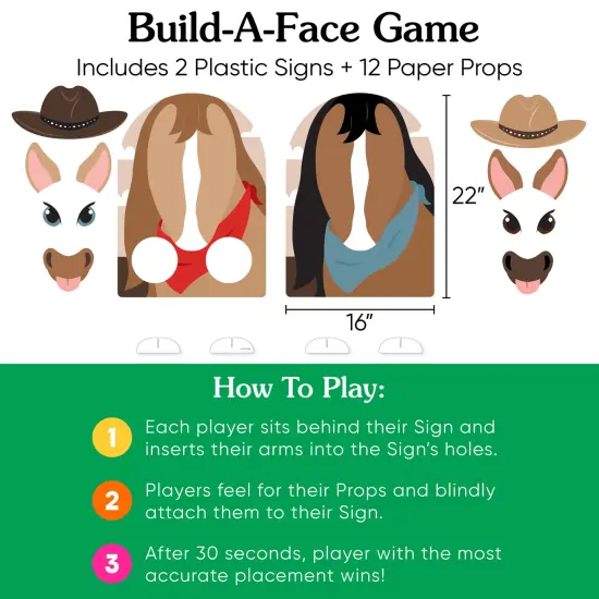 Big Dot of Happiness Western Hoedown - Wild West Cowboy Activity - 2 Player Build-A-Face Party Game {6}