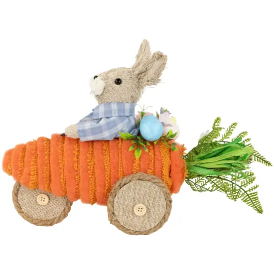 Northlight Boy Bunny with Carrot Car Easter Decoration - 13" Orange {7}