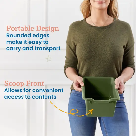 Scoop Front Storage Bins, Multipurpose Organization, 25-Pack Hunter Green {5}