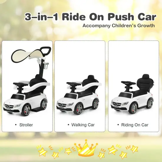 3-in-1 Mercedes Benz Ride-on Toddler Sliding Car White {5}