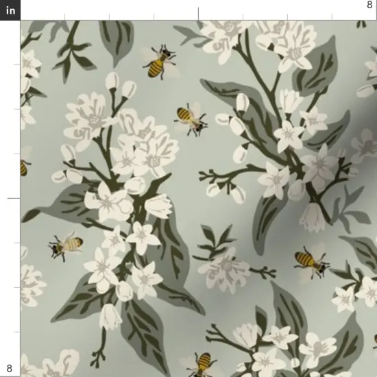 Various Fabrics by the Yard or Fat Quarter Modern Farmhouse Vintage Style Honeybee Green Floral Botanical Pastel Nature Small Scale Custom Printed Fabric by Spoonflower {4}