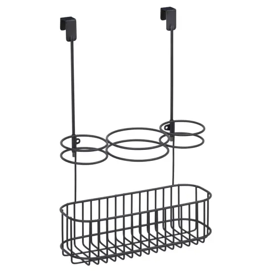 mDesign Steel Over Cabinet Door Hair Care/Styling Tool Storage Basket {5}