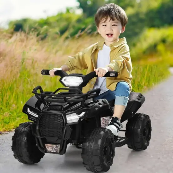 Multi-Functional 6V Kids Electric Ride On Car with LED Head Light and Charging Hole Green {7}