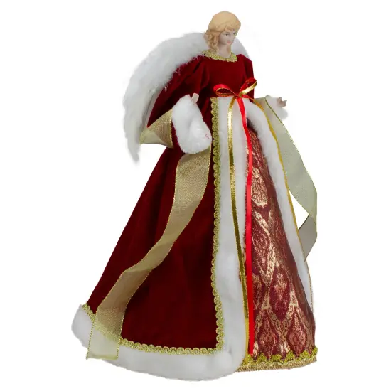Northlight 18" Red and Gold Angel in a Dress Christmas Tree Topper - Unlit {4}