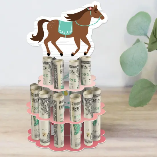 Big Dot of Happiness Run Wild Horses - DIY Pony Birthday Party Money Holder Gift - Cash Cake {1}