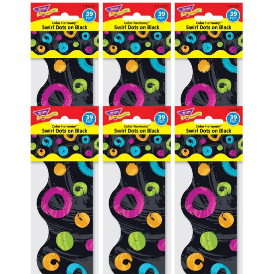 Color Harmony&trade; Swirl Dots on Black Terrific Trimmers&reg;, 39 Feet Per Pack, 6 Packs {1}