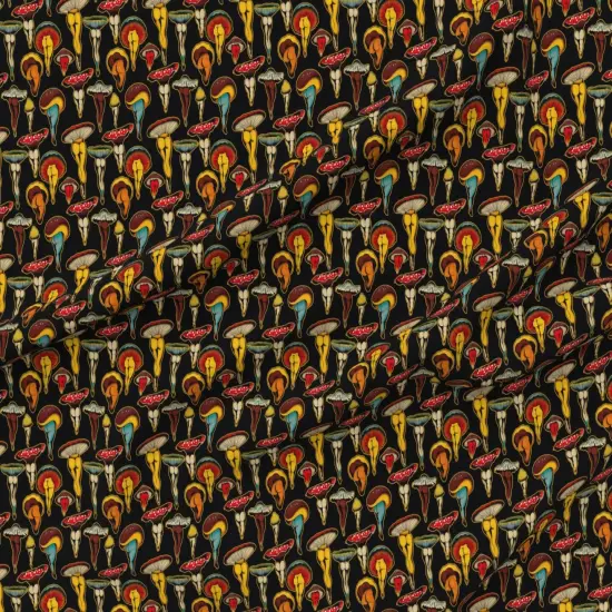 Various Fabrics by the Yard or Fat Quarter Mushrooms Black Background Cute Traditional Booty Custom Printed Fabric by Spoonflower {6}
