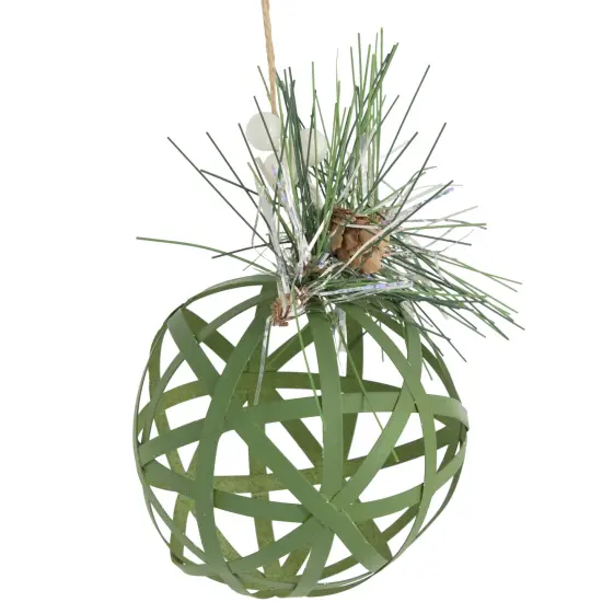 Northlight Hollow Metal Christmas Ball Ornament with Pinecone - 5" - Green {4}