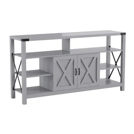 Merrick Lane Green River Media Console with Open and Closed Storage Coastal Gray {1}