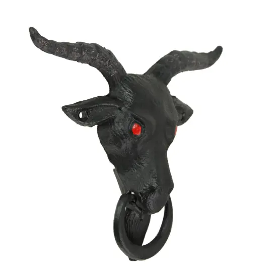 Black Enamel Cast Iron Baphomet Decorative Door Knocker Home Entrance Decor {3}