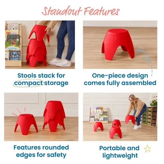 Ayana Stool Set, Flexible Seating, 4-Pack Red {5}