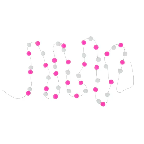 Northlight 9' Pink and White Plush Snowball Christmas Garland {4}