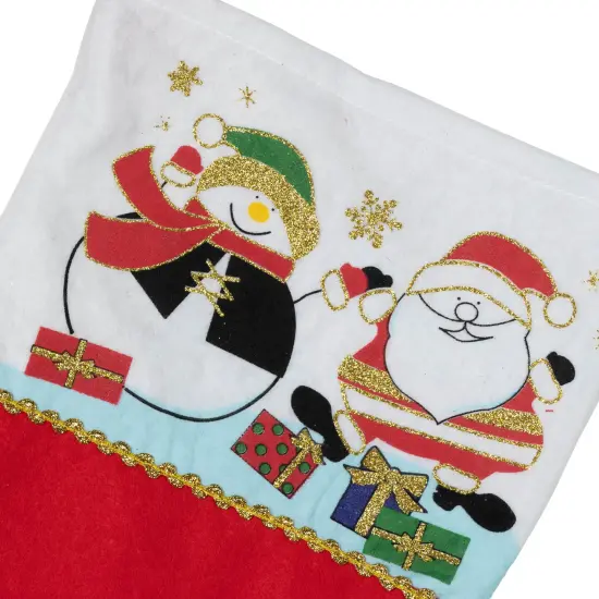Northlight Santa and Snowman Christmas Stocking- 19" - Red and White {7}