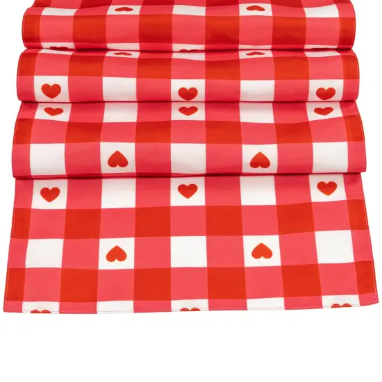 Northlight Checkered Hearts Valentine's Day Table Runner - 72" - Red and White {4}