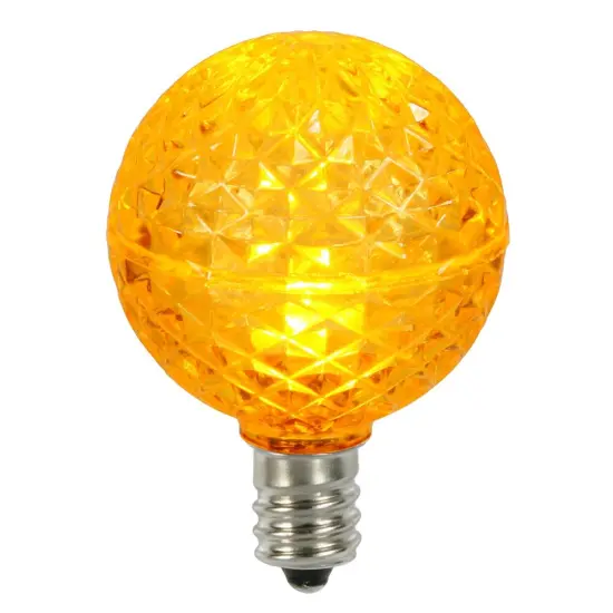 Vickerman Club Pack of 25 LED G40 Yellow Faceted Replacement Christmas Light Bulbs {1}