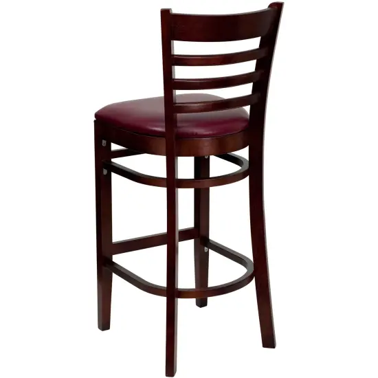 Emma and Oliver Ladder Back Wooden Restaurant Dining Barstool BurgundyVYL/Mahogany {3}