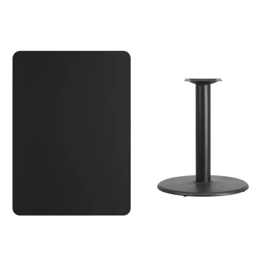 Emma and Oliver 30"x42" Rectangular Laminate Table with 24" Round Table Base Black {3}