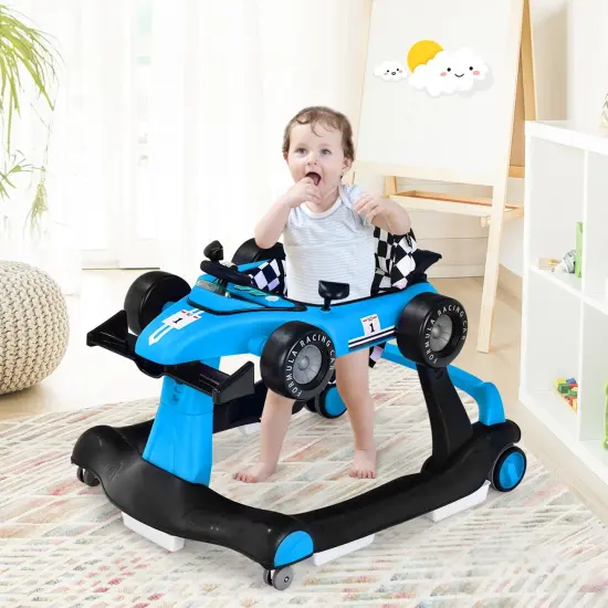 4-in-1 Foldable Activity Push Walker with Adjustable Height Blue {3}
