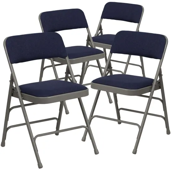 Emma and Oliver 4 Pack Home & Office Portable Party Events Padded Metal Folding Chair NavyFabric/GrayFrame {1}