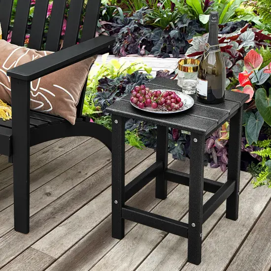 14 Inch Square Weather-Resistant Adirondack Side Table Black {2}