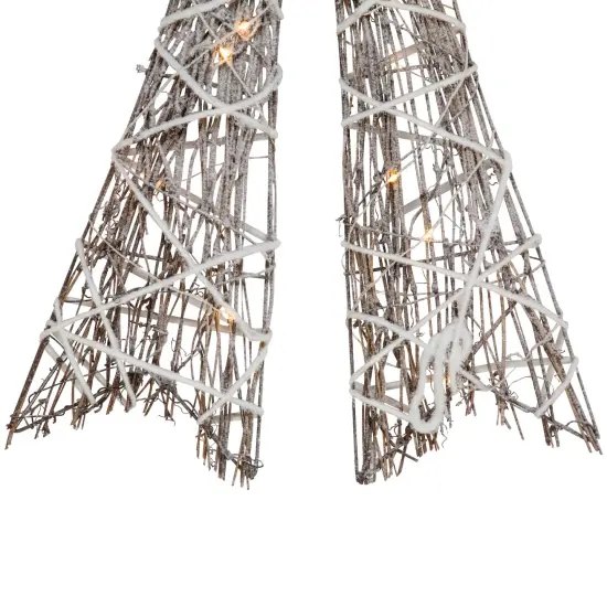 Northlight 23" LED Lighted Frosted Rattan Christmas Bow Decoration Brown {5}