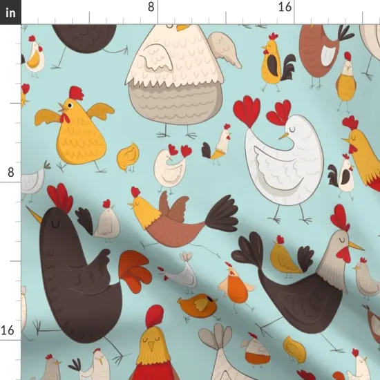 Various Fabrics by the Yard or Fat Quarter Animal Whimsical Illustrative Chicken Custom Printed Fabric by Spoonflower {2}