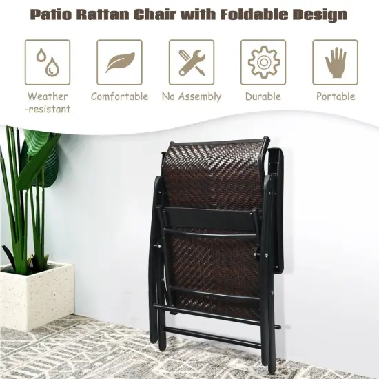 Patio Rattan Folding Chair with Armrest {3}