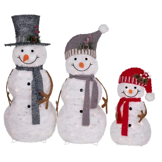 Northlight Lighted Snowman Family Outdoor Christmas Decoration - 39.5" - Warm White - Set of 3 {1}