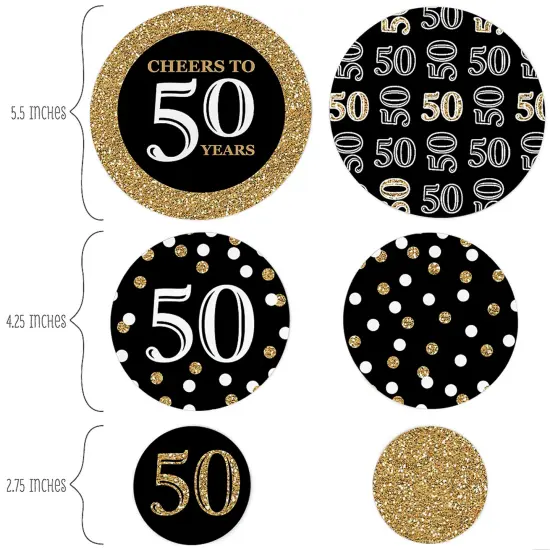Big Dot of Happiness Adult 50th Birthday - Gold - Birthday Party Giant Circle Confetti - Party Decorations - Large Confetti 27 Count {3}